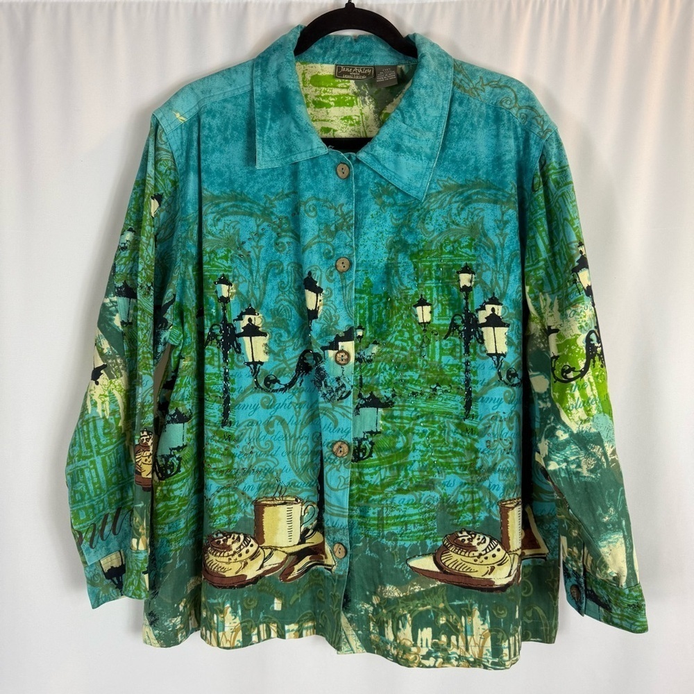 Jane Ashley Casual Lifestyle
Women's Turquoise & Yellow Rome
Theme Jacket Sz:1X